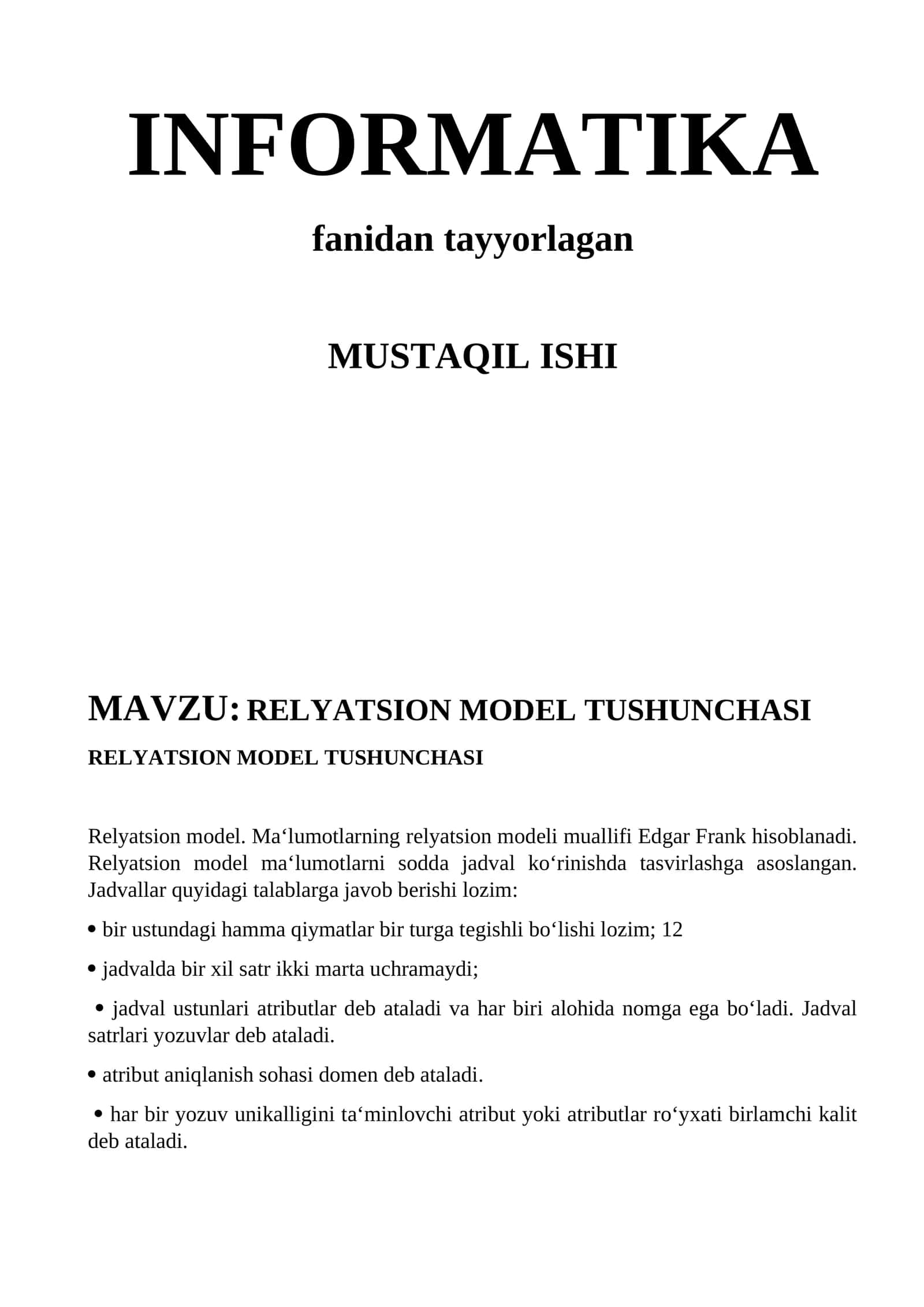 Rеlyatsion modеl