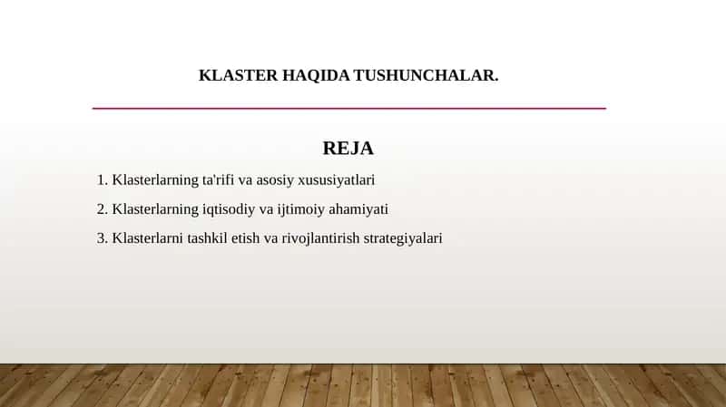 Klaster haqida tushunchalar.