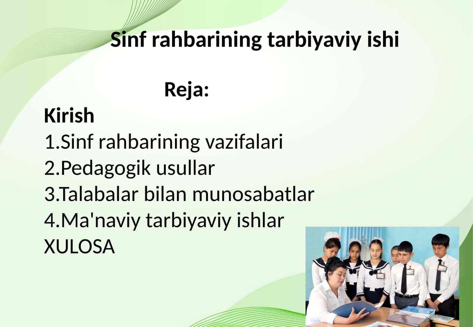Sinf rahbarining tarbiyaviy ishi
