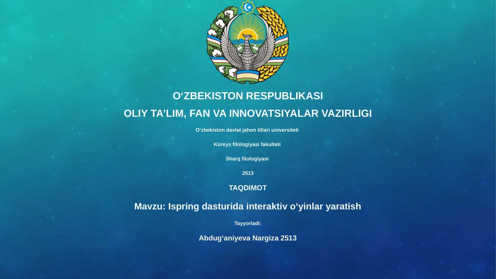 Ispring dasturida interaktiv o‘yinlar yaratish