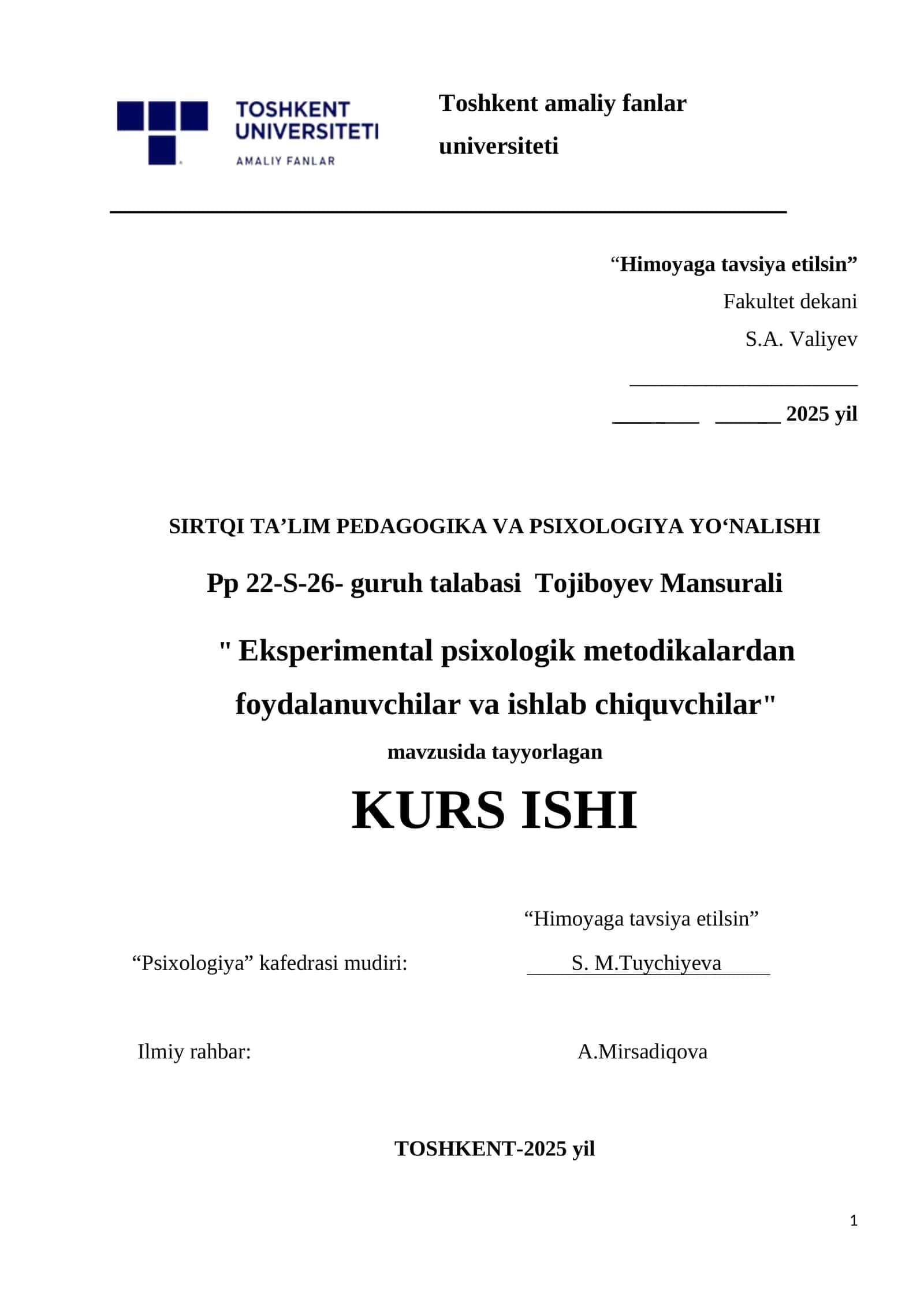 Eksperimental psixologik metodikalardan foydalanuvchilar va ishlab chiquvchilar