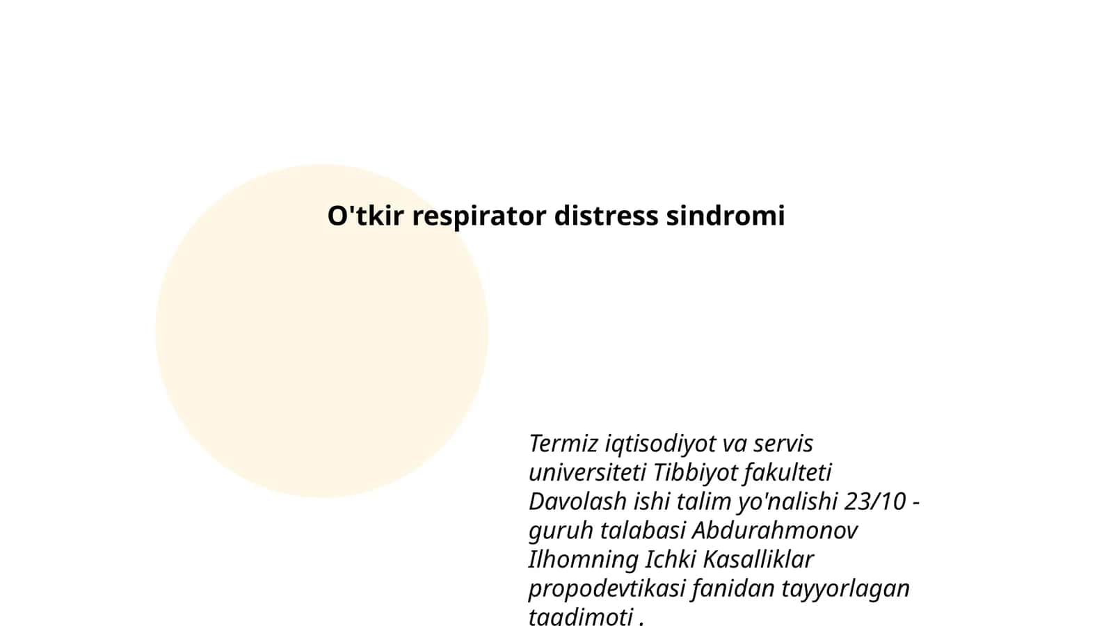 O'tkir respirator distress sindromi