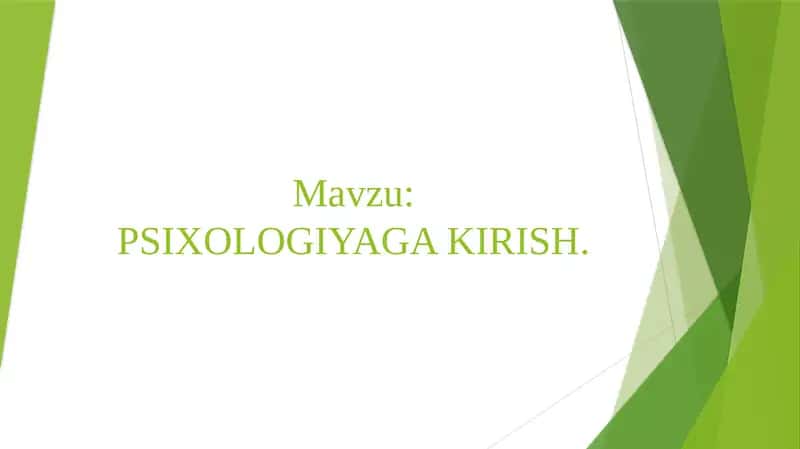 PSIXOLOGIYAGA KIRISH
