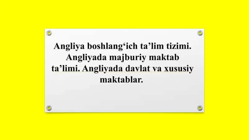 Angliya boshlang'ich ta'lim tizimi