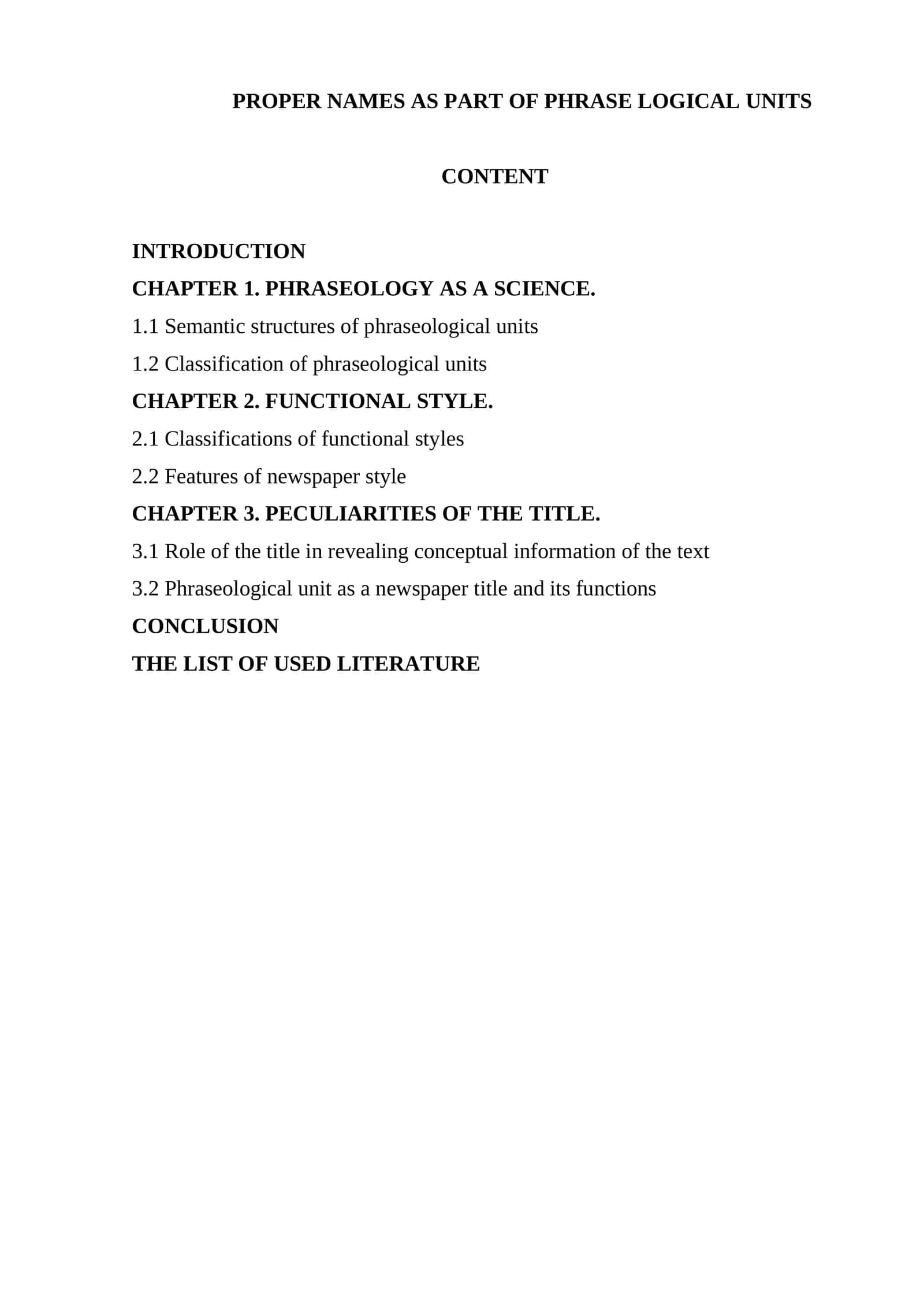 Peculiarities of the Title