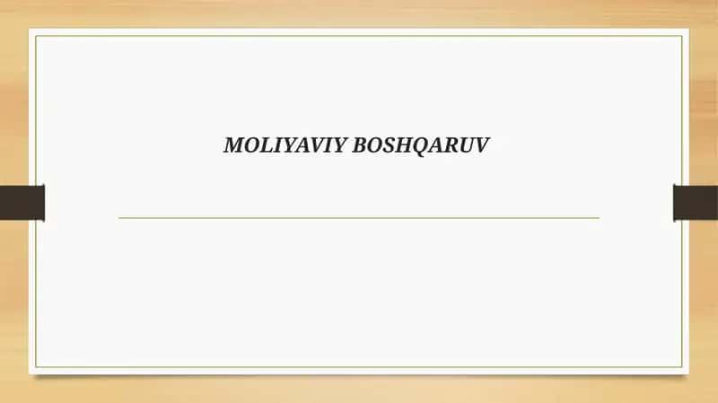 MOLIYAVIY BOSHQARUV