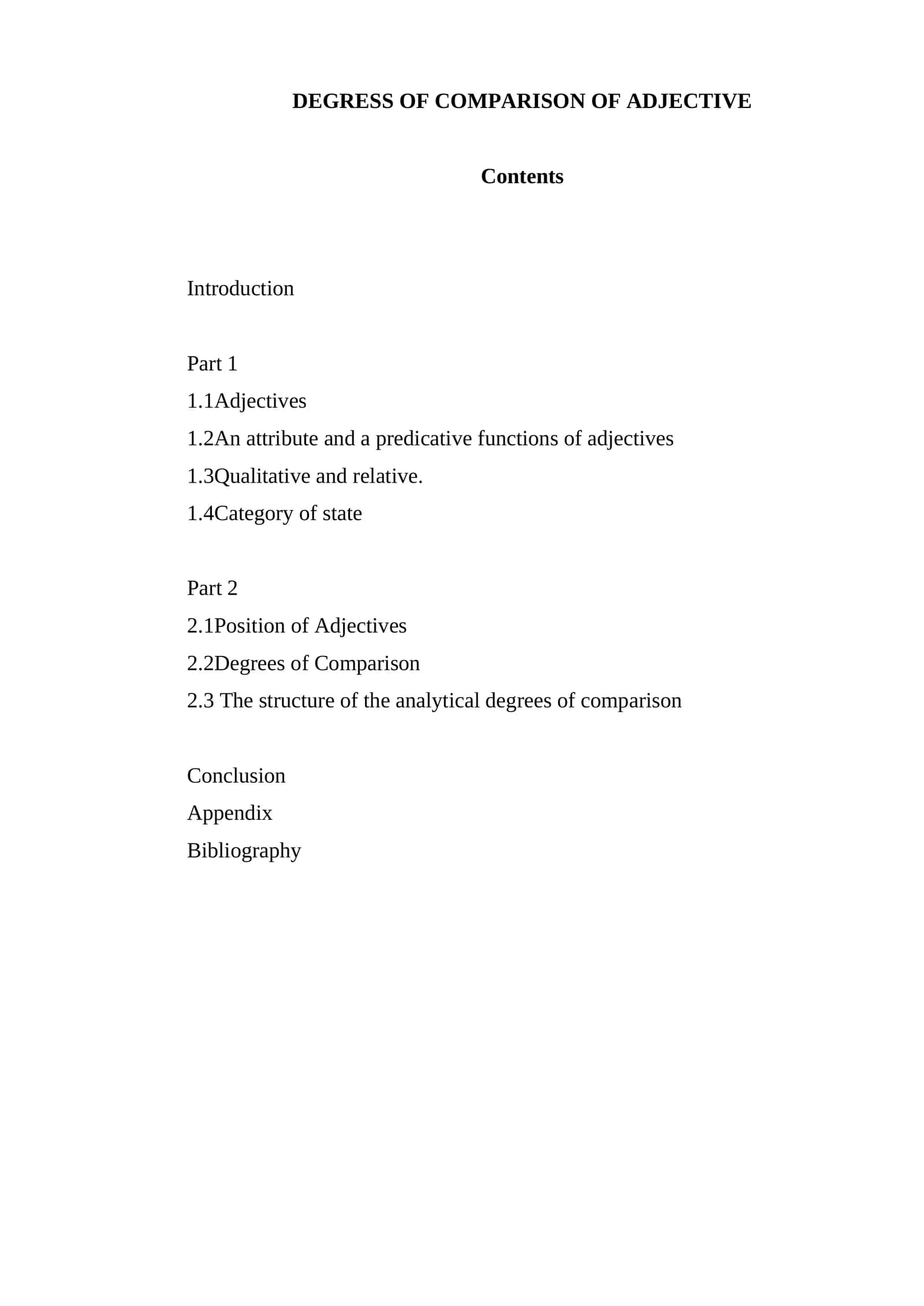 Degrees of comparison of adjective