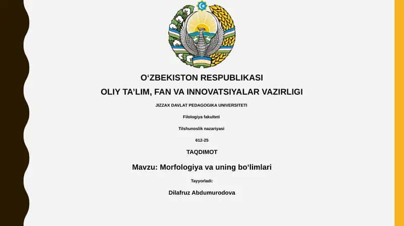 Morfologiya va uning boʻlimlari