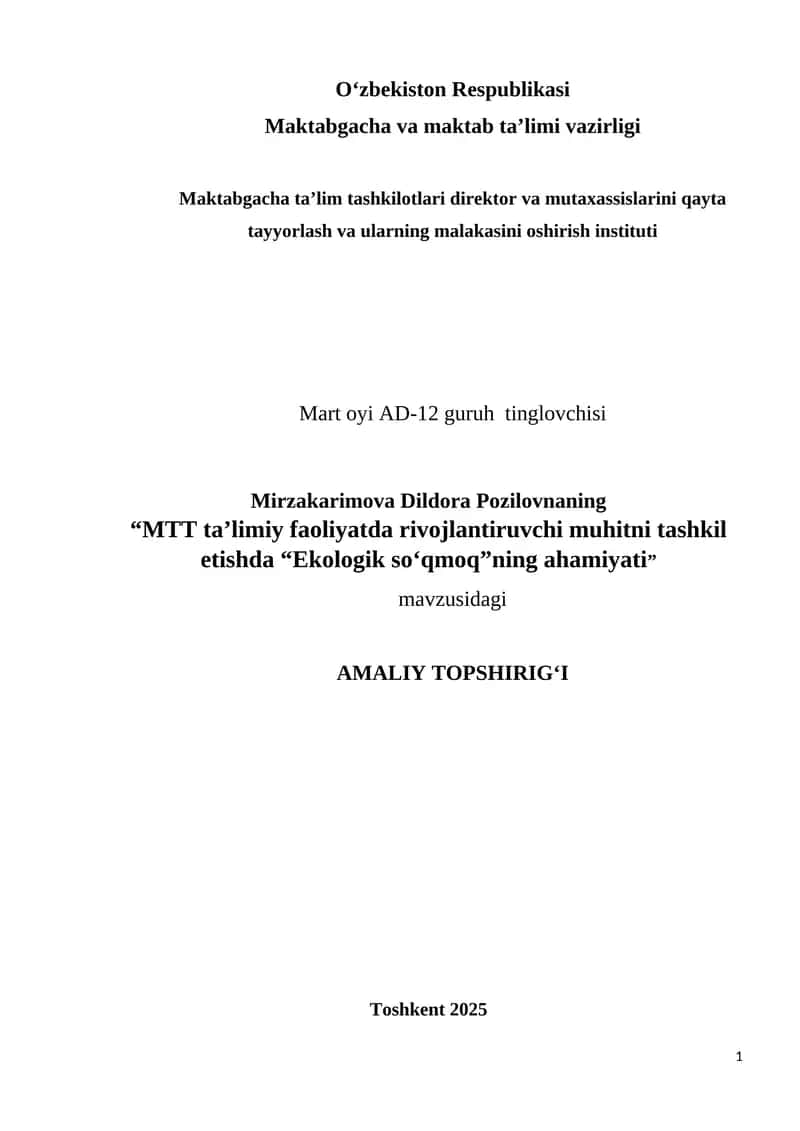 AMALIY TOPSHIRIG‘I