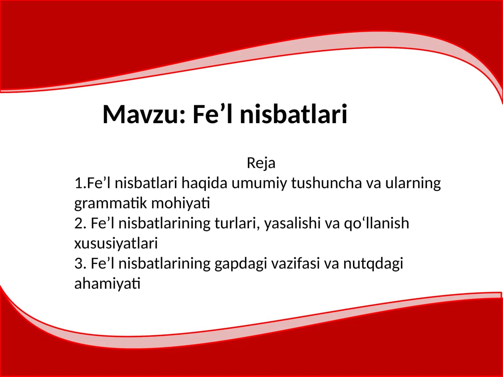 Fe’l nisbatlari