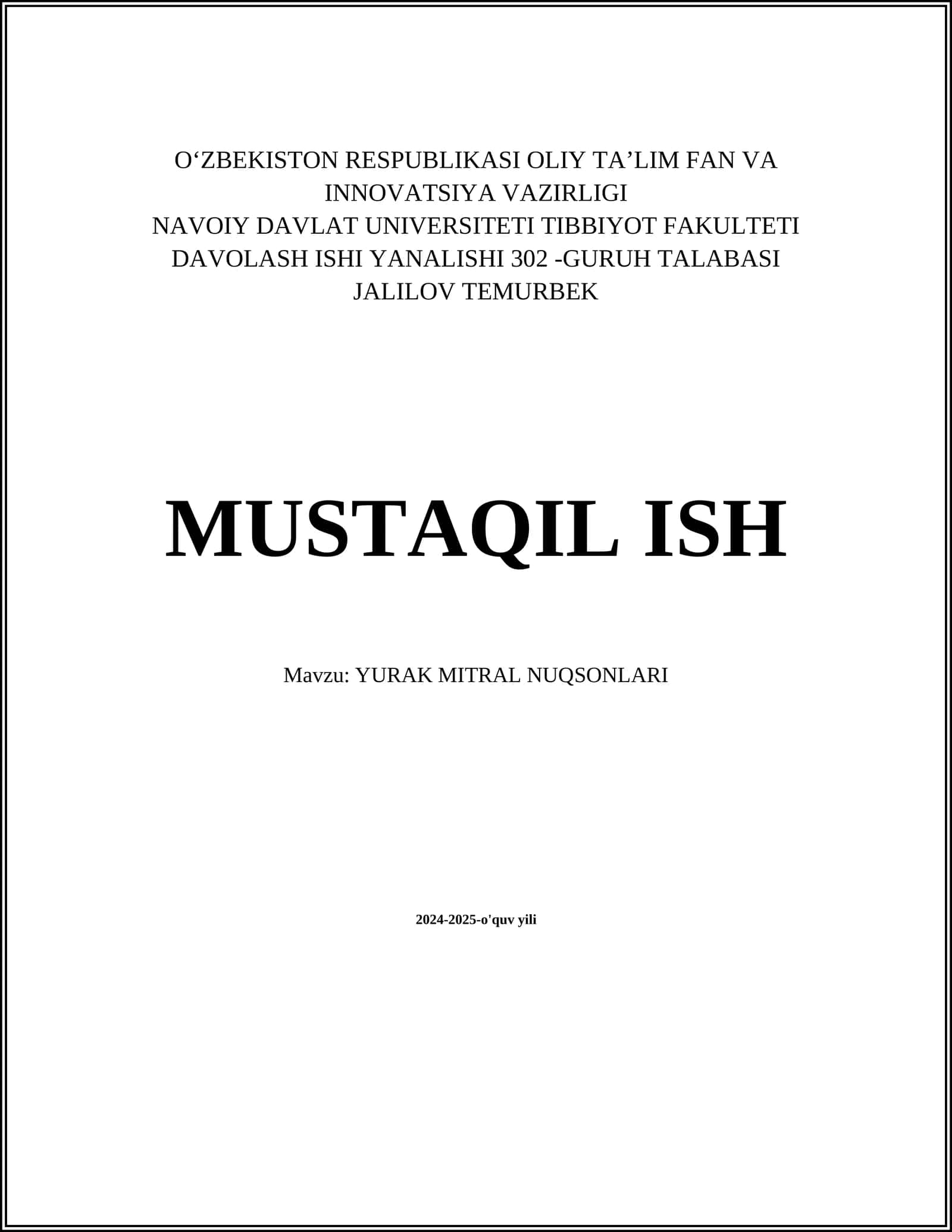 YURAK MITRAL NUQSONLARI