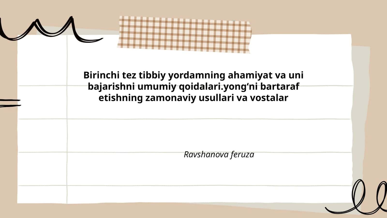 Birinchi tez tibbiy yordamning ahamiyat va uni bajarishni umumiy qoidalari