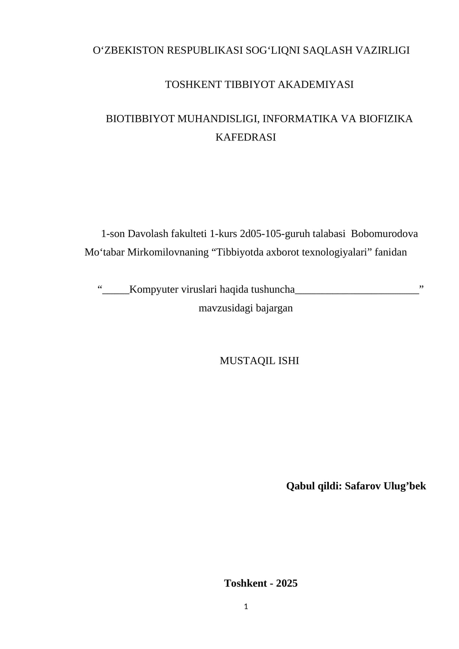 Kompyuter viruslari haqida tushuncha