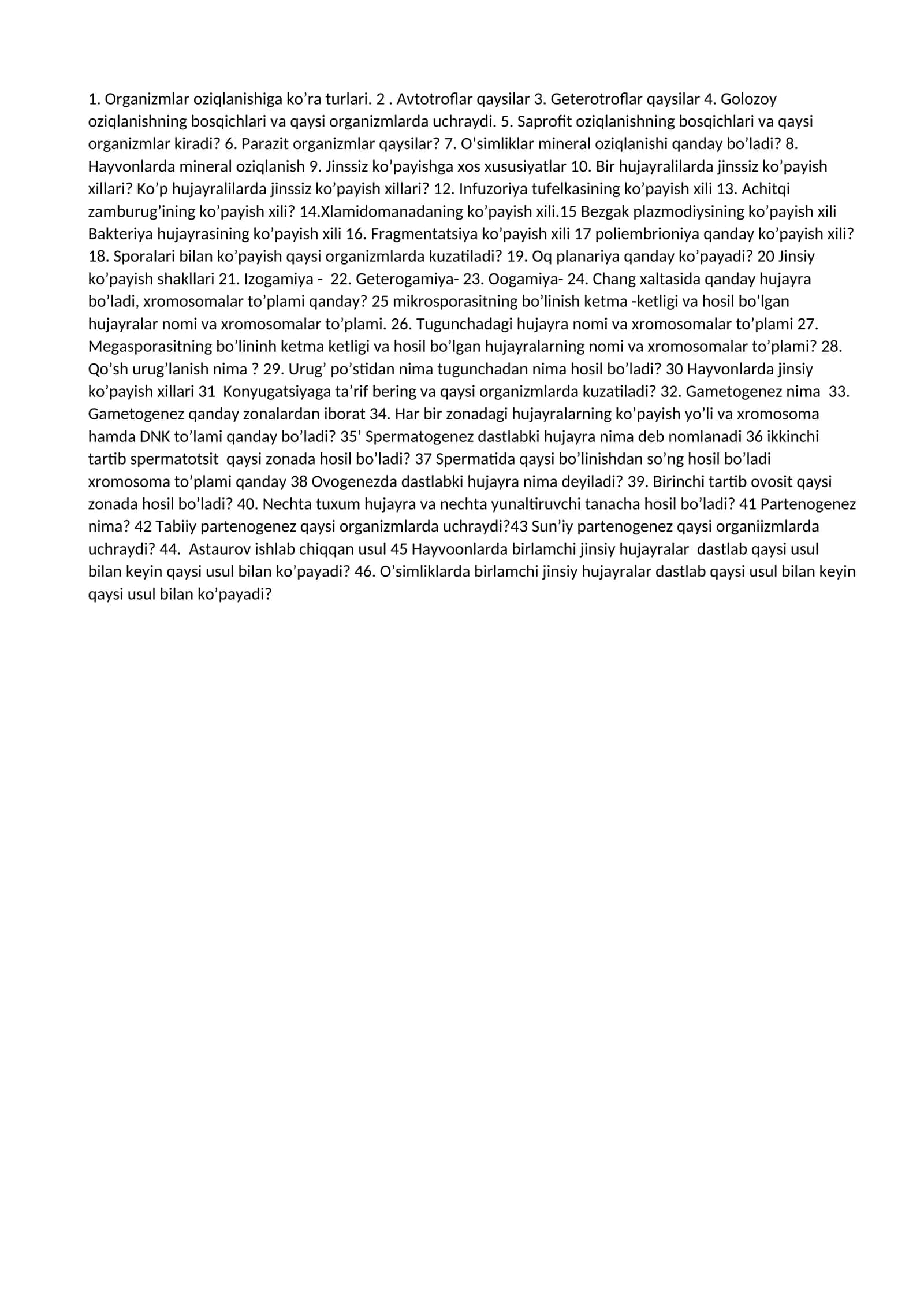 Oziqlanish va ko'payish