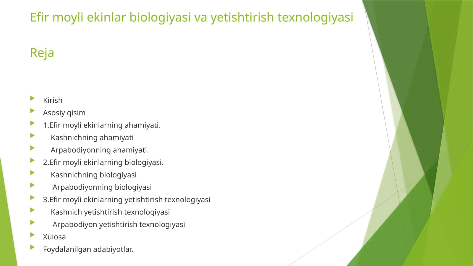 Efir moyli ekinlar biologiyasi va yetishtirish texnologiyasi