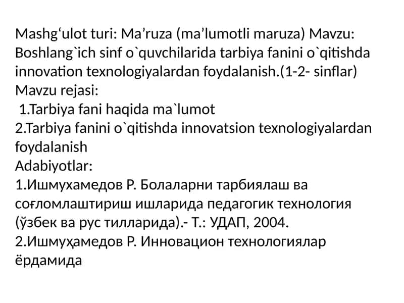Bola tarbiyalash va sog'lomlash