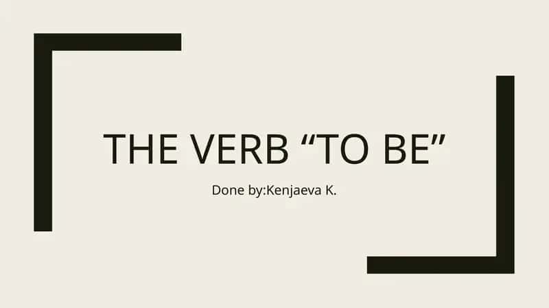 The verb "To be"