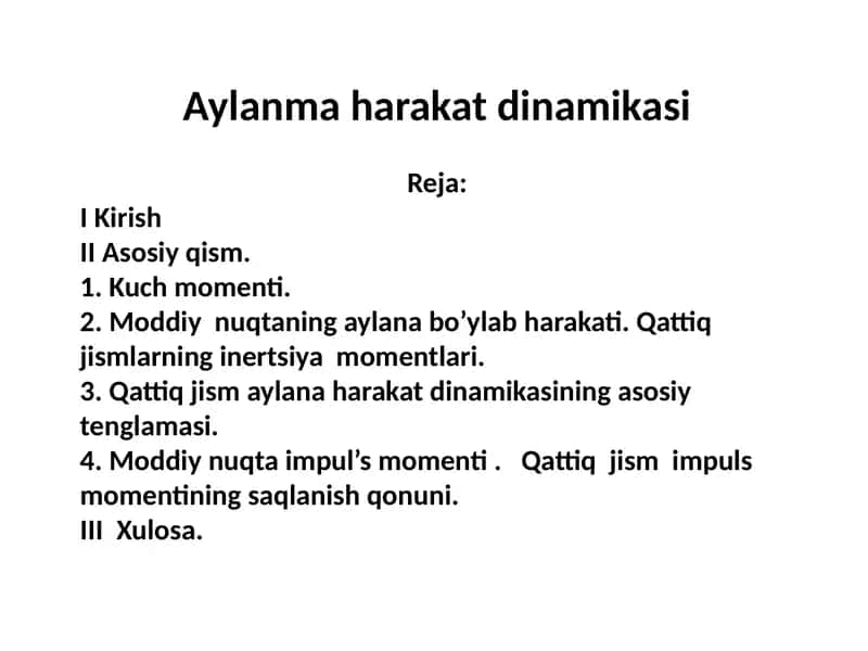 Aylanmaharakatdinamikasi