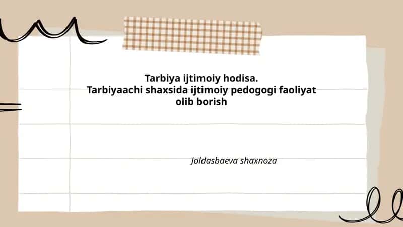 Tarbiya Ijtimoiy Hodisa