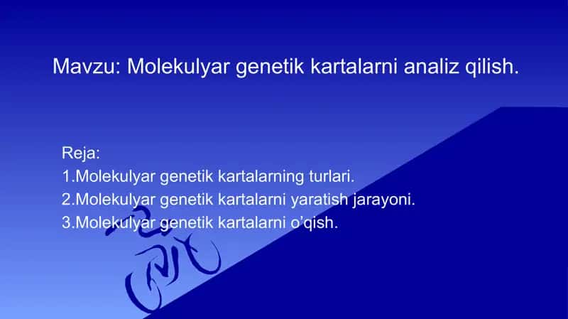 Molekulyar genetik kartalarni analiz qilish.