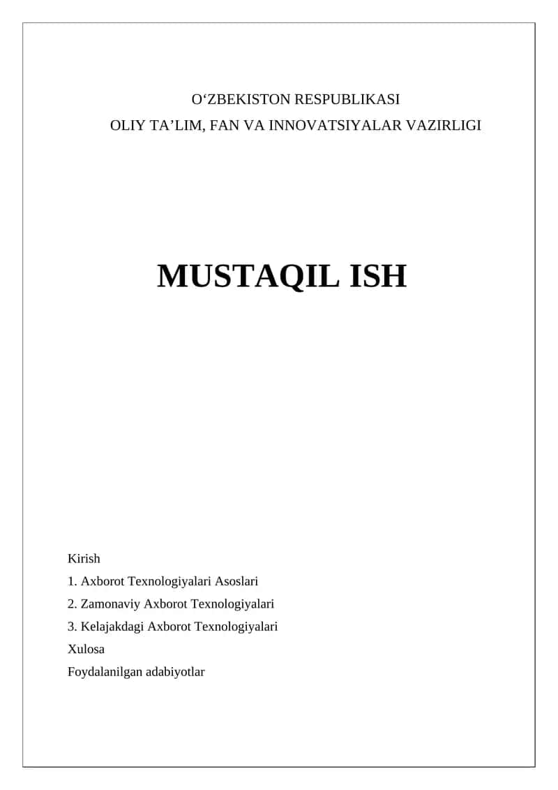 Axborot Texnologiyalari Asoslari