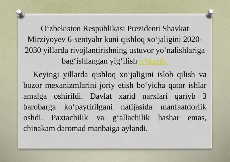 Qishloq xo‘jaligi rivojlantirish strategiyasi