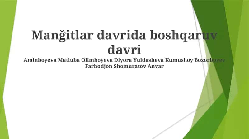 Manğitlar davrida boshqaruv davri