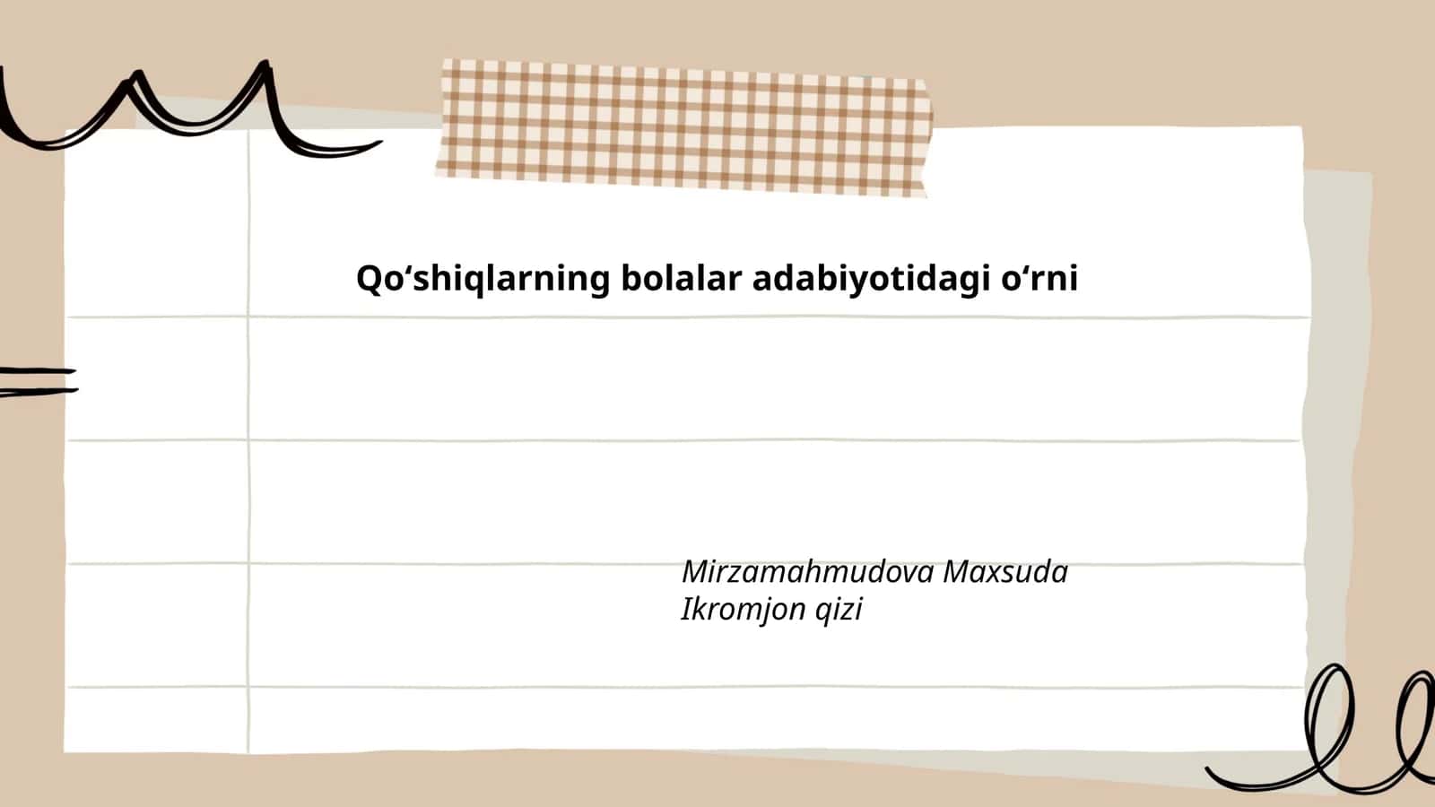 Qoʻshiqlarning bolalar adabiyotidagi oʻrni