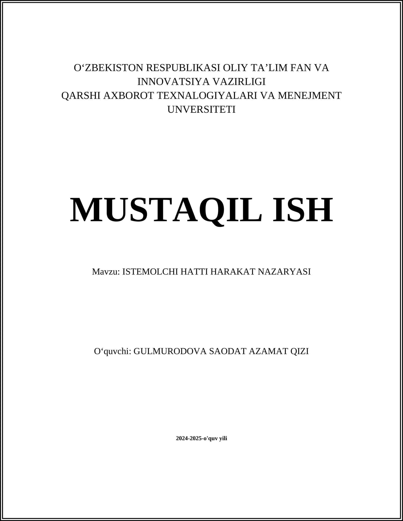 ISTEMOLCHI HATTI HARAKAT NAZARYASI
