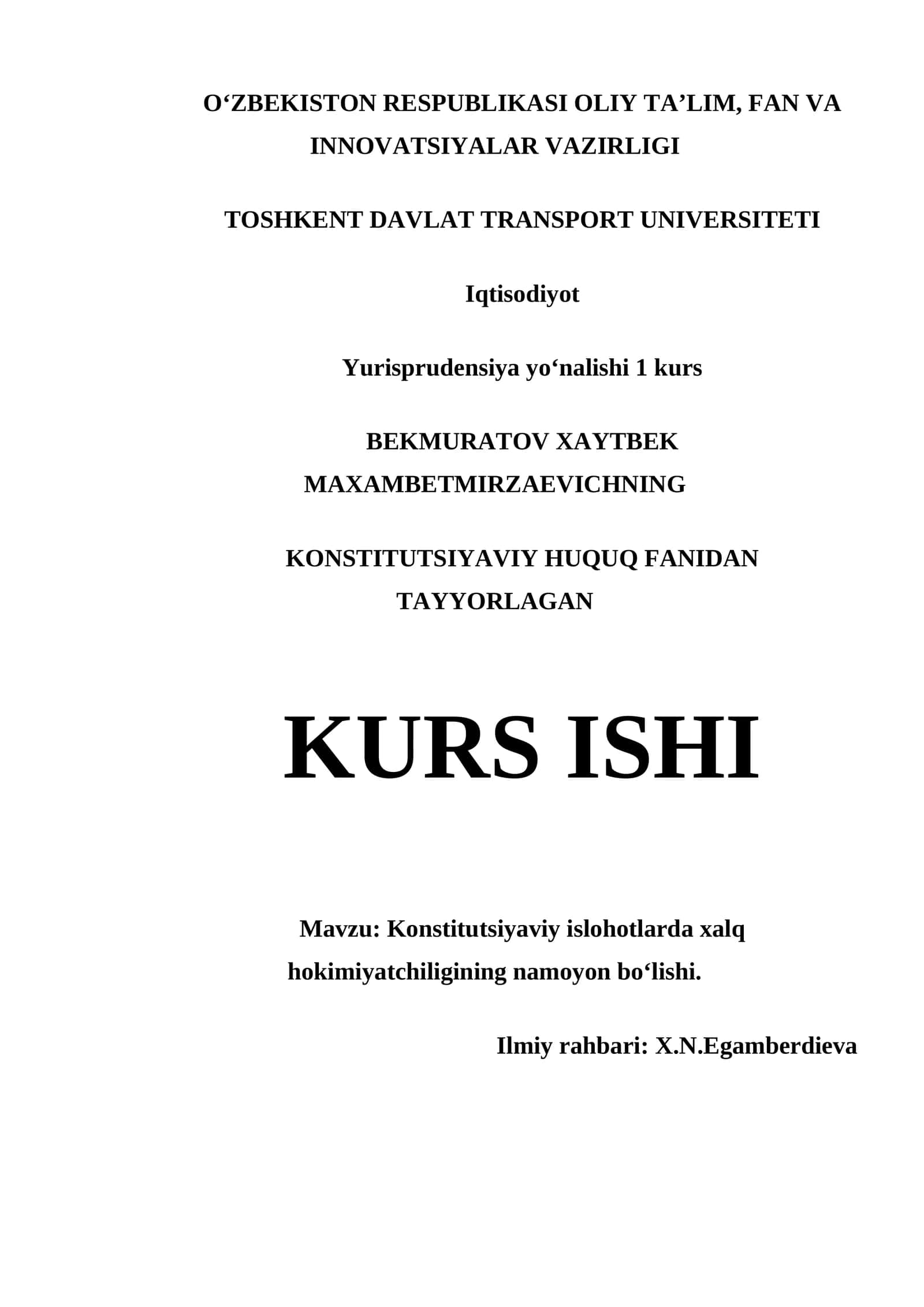 KONSTITUTSIYAVIY ISLOHOTLARDA XALQ HOKIMIYATCHILIGINING NAMOYON BOʻLISHI