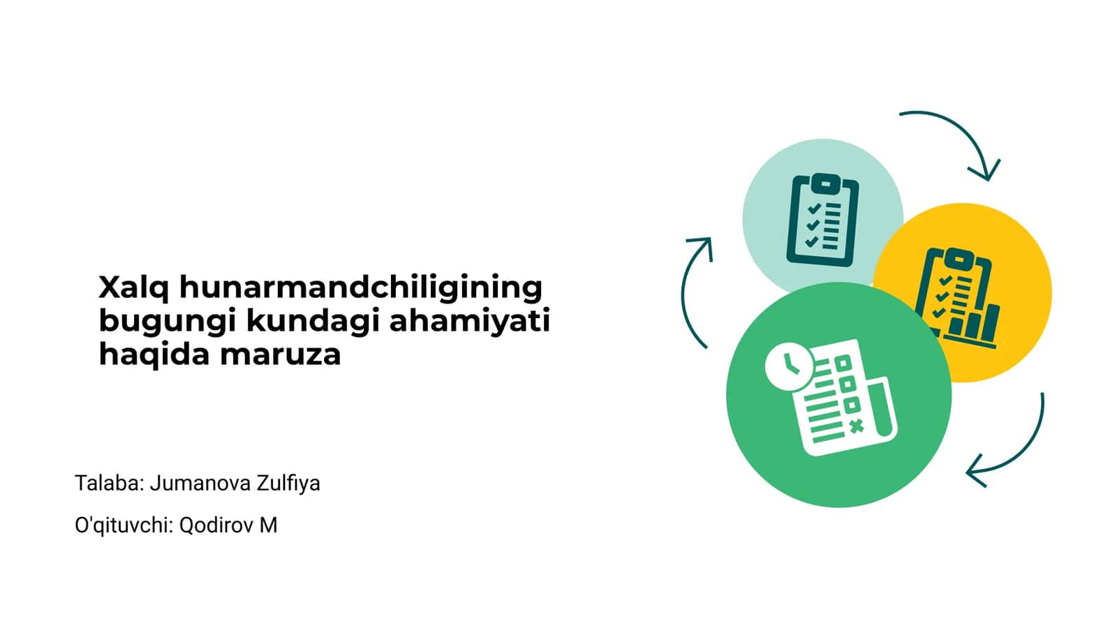 Xalq hunarmandchiligining bugungi kundagi ahamiyati haqida maruza