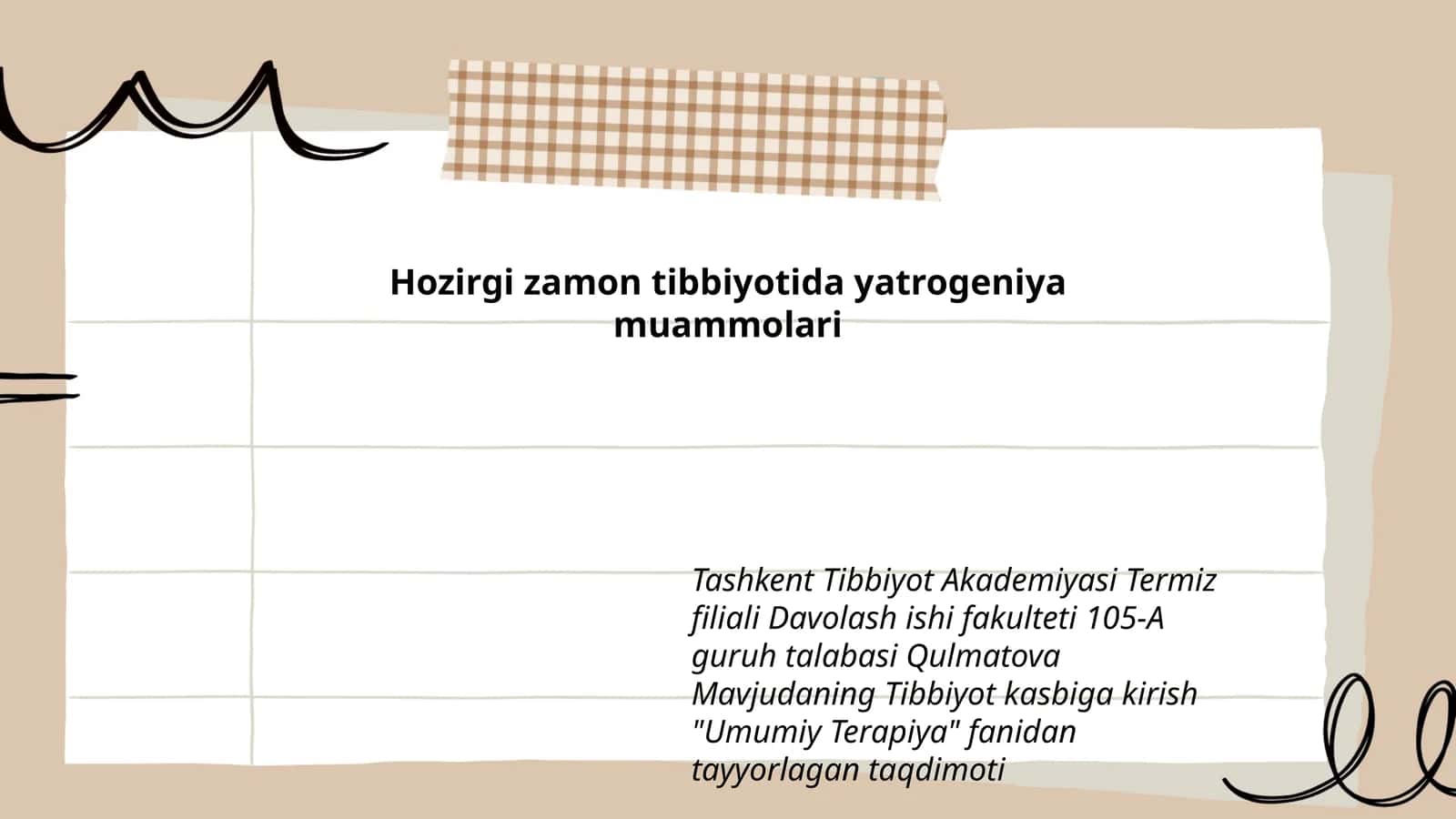 Umumiy Terapiya fanidan tayyorlagan taqdimot