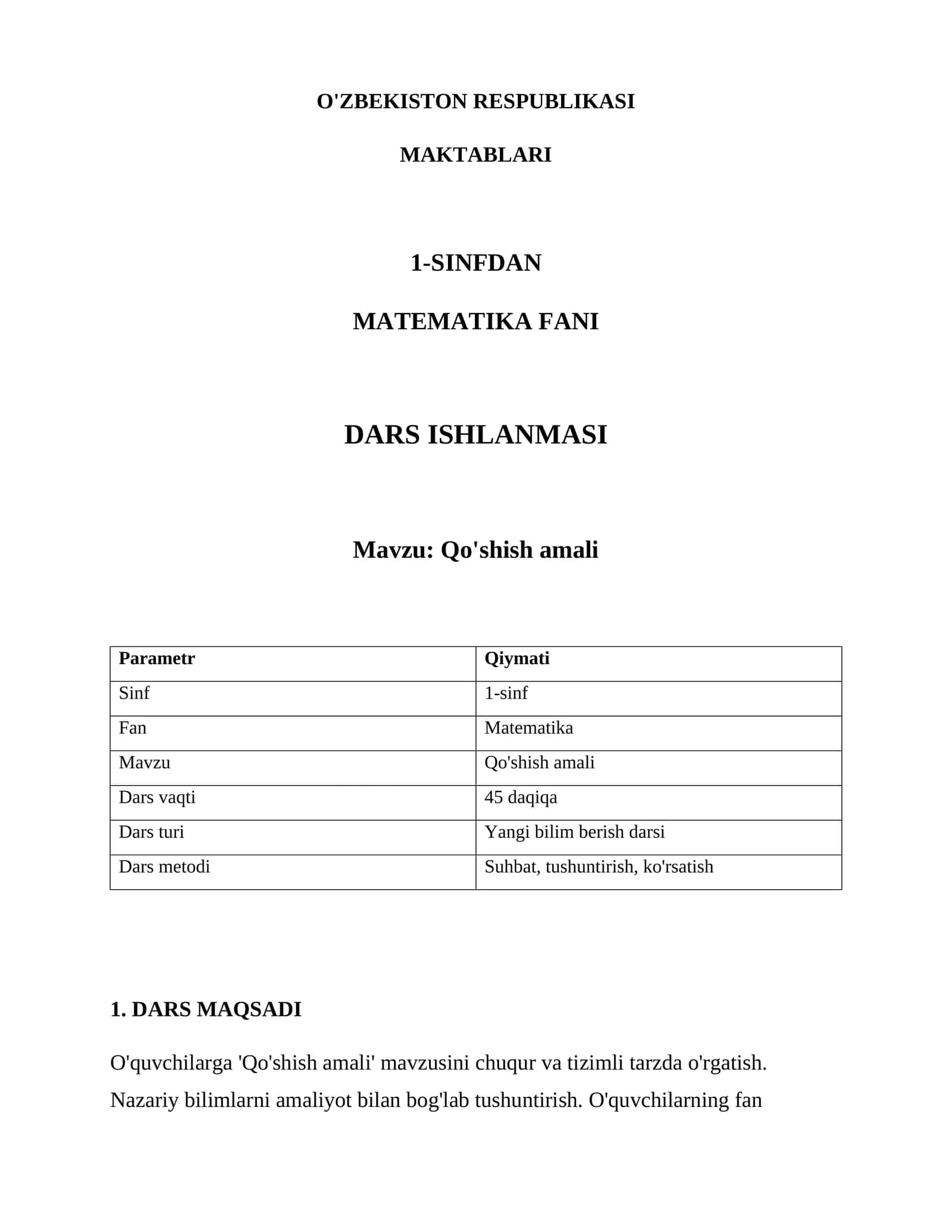 Qo'shish amali