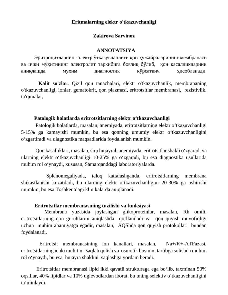 Eritmalarning elektr o'tkazuvchanligi
