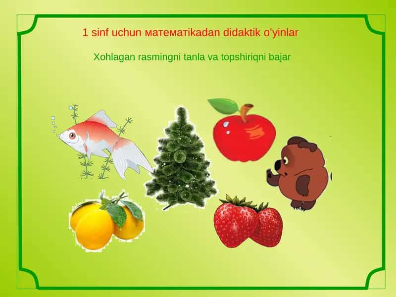 1-sinf uchun matematikadan didaktik o’yinlar