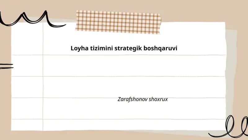 Loyha Tizimini Strategik Boshqaruvi