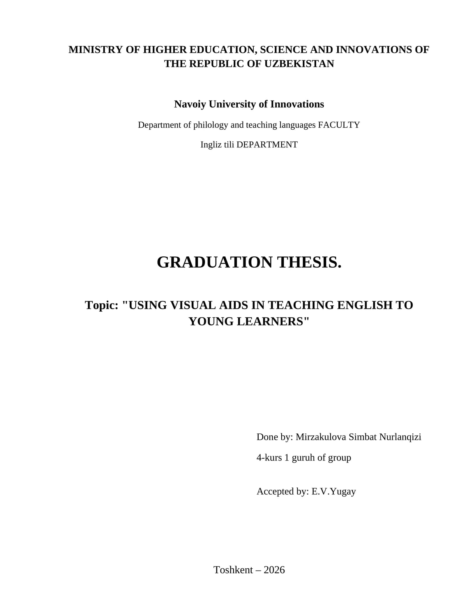 Using Visual Aids in Teaching English to Young Learners
