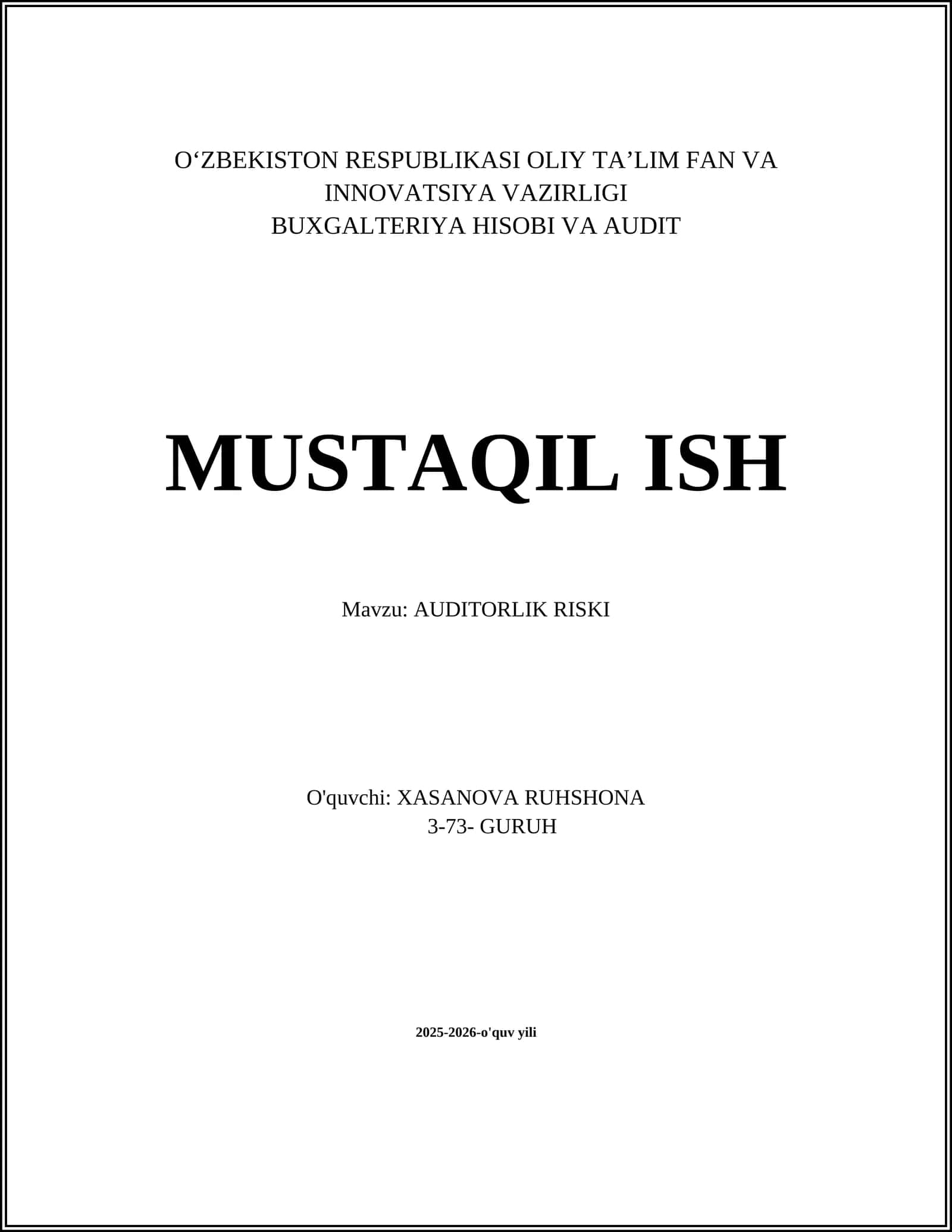 AUDITORLIK RISKI