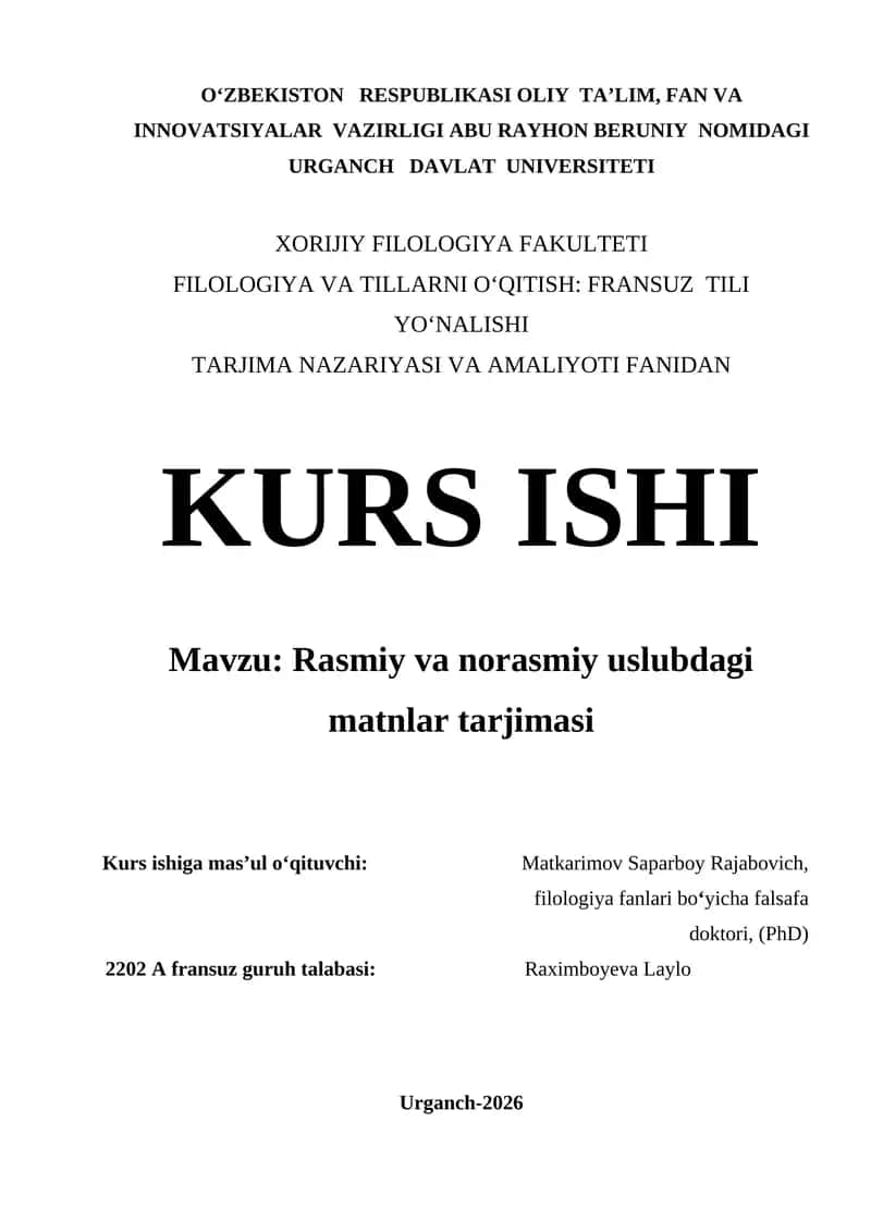 Rasmiy va norasmiy uslubdagi matnlar tarjimasi