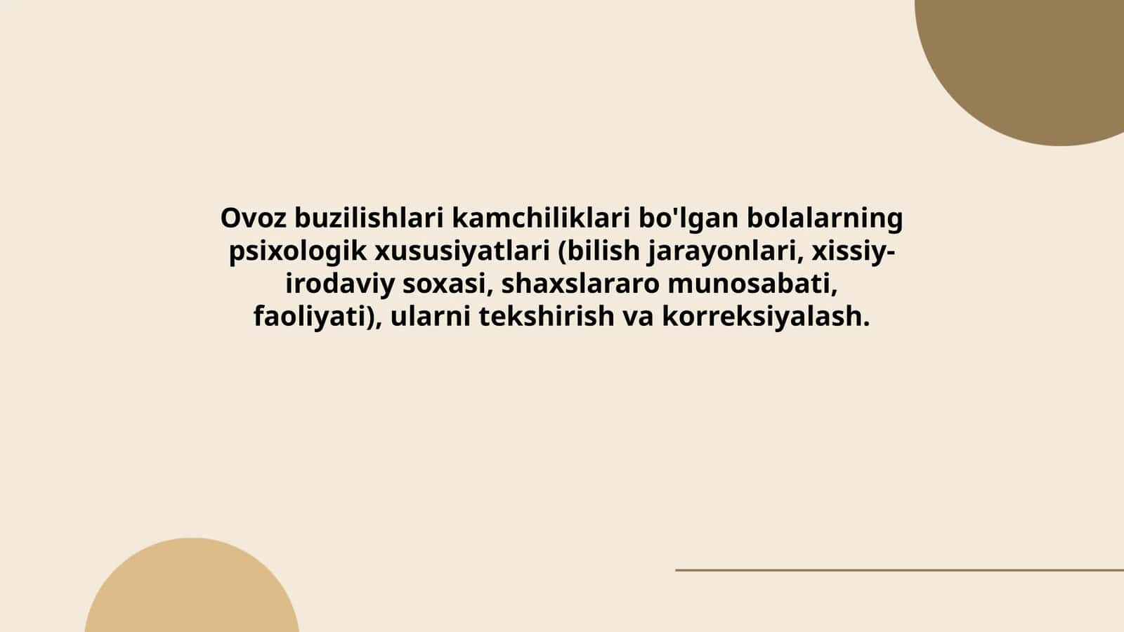 Ovoz buzilishlari kamchiliklari bo'lgan bolalarning psixologik xususiyatlari