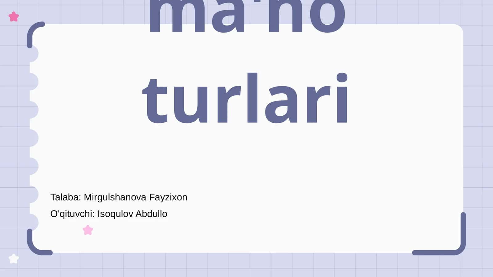 Ot turkumining ma'no turlari