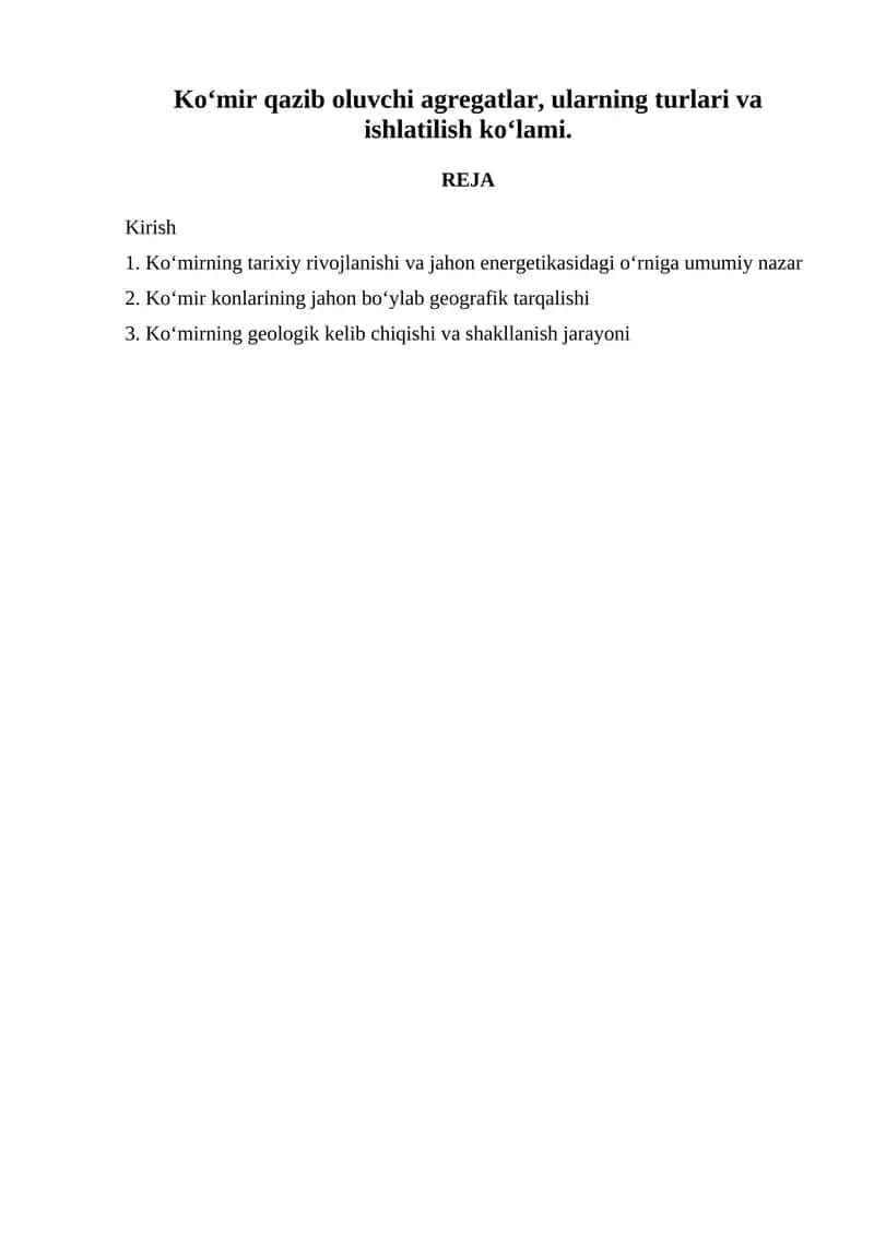 Ko‘mir qazib oluvchi agregatlar