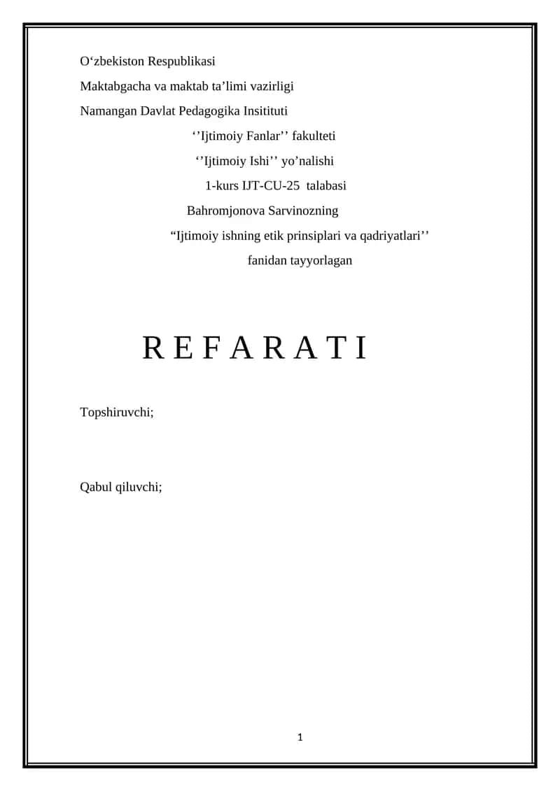 Ijtimoiy ish axloqiy kodekslarini tuzish va tasdiqlashda xalqaro birlashmalarning roli