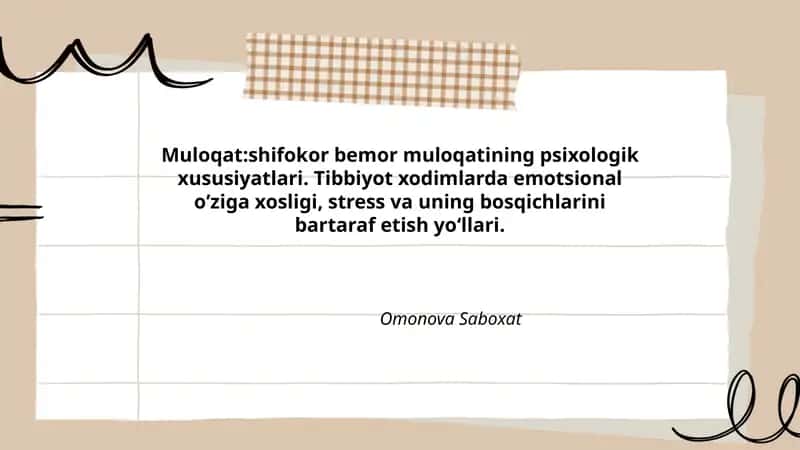 Muloqat: Shifokor bemor muloqatining psixologik xususiyatlari