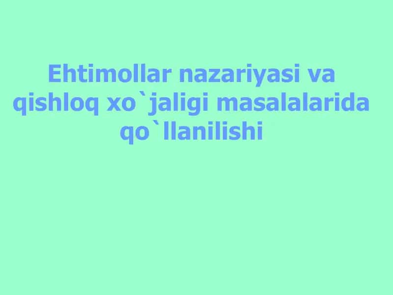 Ehtimollar nazariyasi