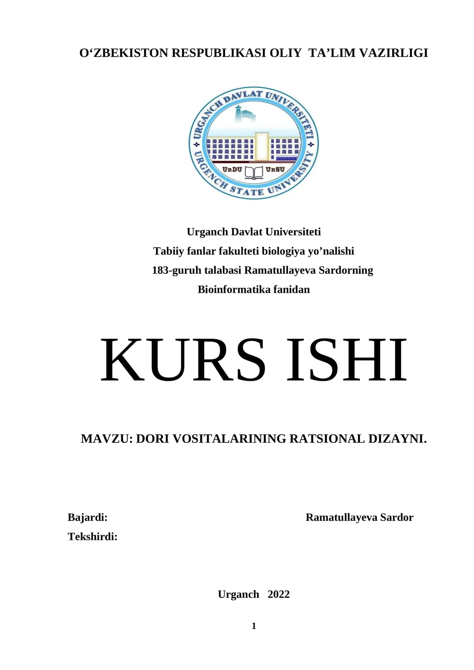 DORI VOSITALARINING RATSIONAL DIZAYNI