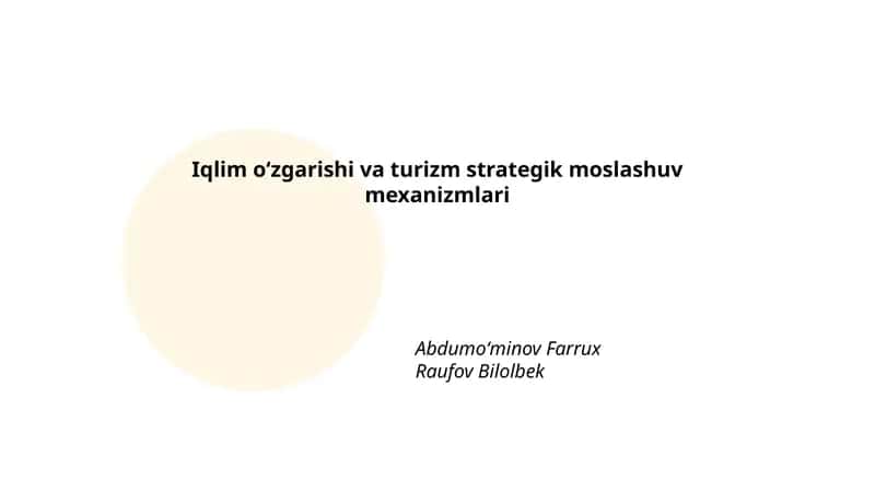 Iqlim oʻzgarishi va turizm strategik moslashuv mexanizmlari