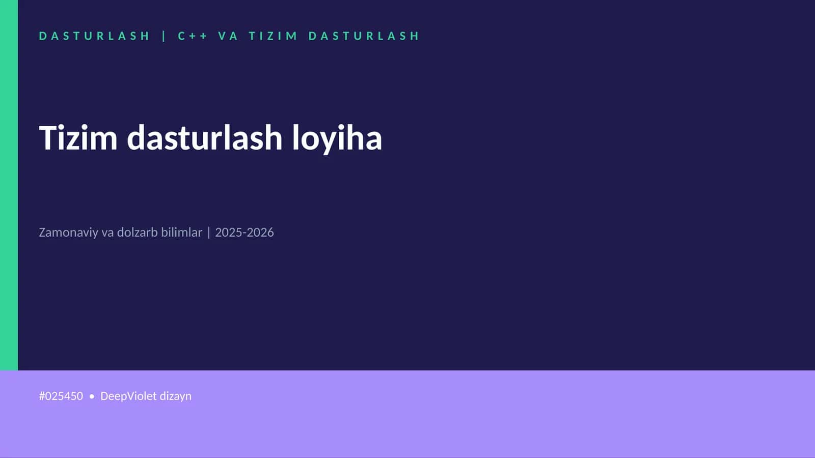 DASTURLASH | C++ VA TIZIM DASTURLASH