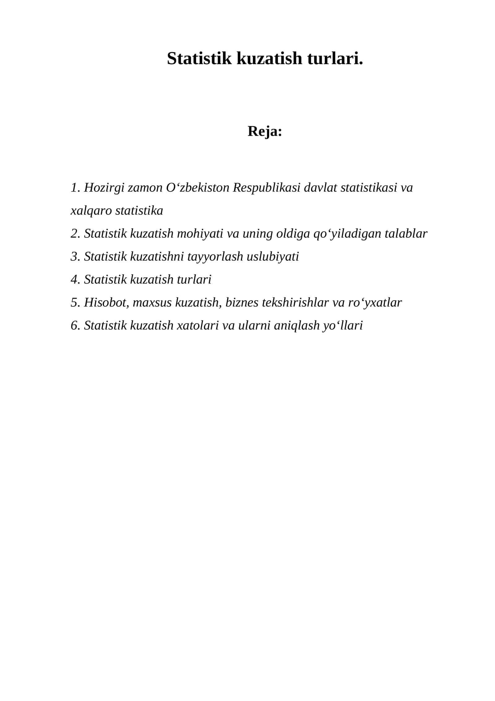 Statistik kuzatish turlari