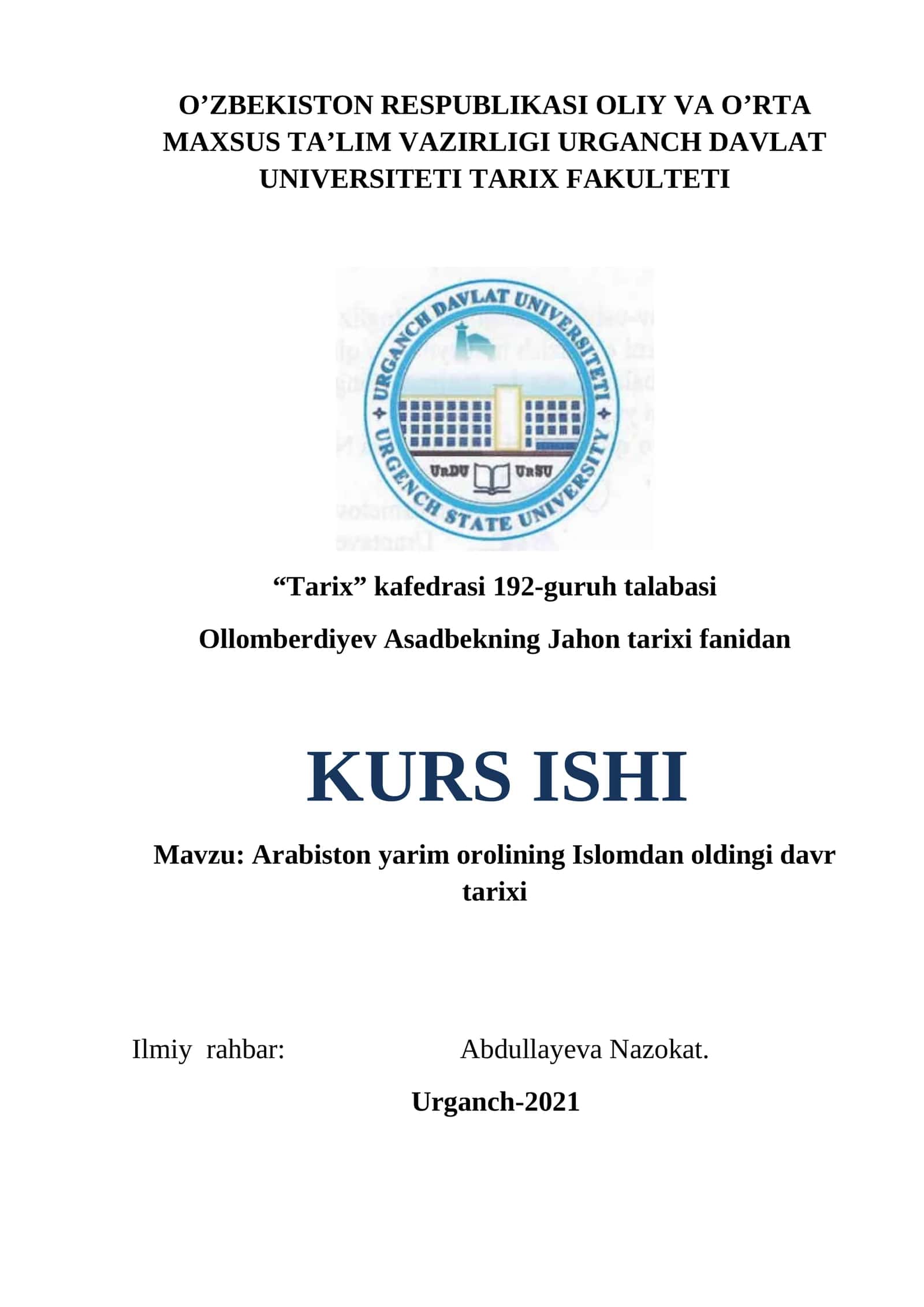 Arabiston yarim orolining Islomdan oldingi davr tarixi